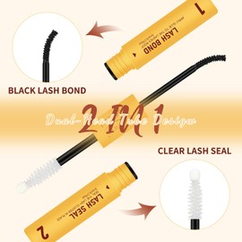 QUEWEL Lash Bond and Seal Waterproof, 5ml+5ml Bond and Seal Eyelash Glue, Strong Hold&Long-time Lasting Lash Cluster Glue, Upgraded Brush Head Easier Use for DIY Lash Extensions at Home(xpq 5ml+5ml)