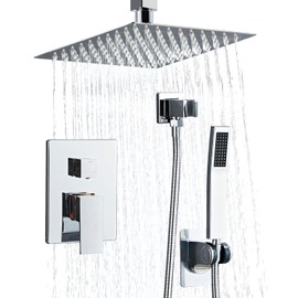 RTOBWEYE 8 Inch Shower Faucet Set Ceiling Mount, High Pressure Rainfall Shower System, Square Rain Shower Head with Handheld Spray Combo, Ceiling Luxury Rainfall Shower Fixtures (L-Style)