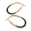 40mm Tall/Gold Tone with Black Enamel Oval Hoop Earrings/Medium Size