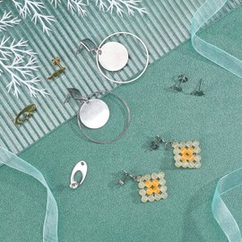 PH PandaHall 60pcs Earring Posts Golden Silver Ear Pad Base Posts with Holes 3 Style Earring Post 304 Stainless Steel Earring Studs with Ear Nuts for DIY Earrings Craft Making Supplies