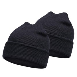 LINKPEACE Knit Beanie for Men Women, Slouchy Beanie Hats Winter Knit Caps Soft Ski Hat Unisex (CA/US, Alpha, One Size, Black-2 Pack)