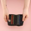 Owemtao Bling Credit Card Case RFID Leather Wallet Multilayer Zipper