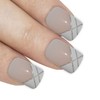 Bling Art False Nails French Manicure Gel Glitter Flower Glossy