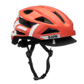 BERN FL-1 Pave Bike Helmet MIPS Rotational Impact Protection, Matte Red Type with Visor, Small