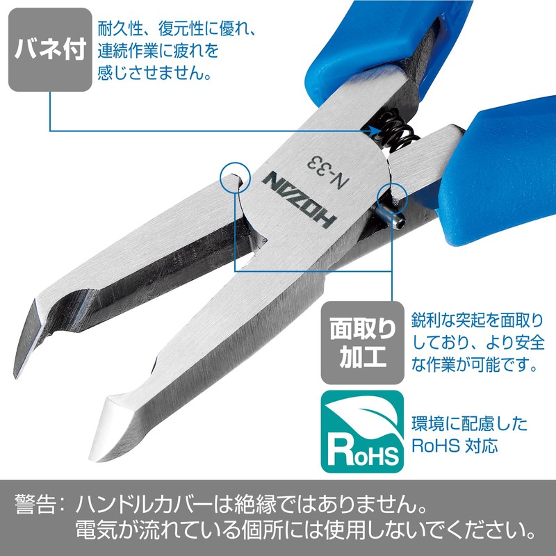 Hozan End Nipper for Cutting in Recessed Points Angled Blade