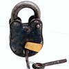 Antique Style Rustic Cast Iron Padlock Heavy Duty Skeleton Key