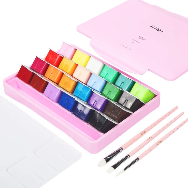 HIMI Gouache Paint Set 24 Vibrant Colors Non Toxic Paints