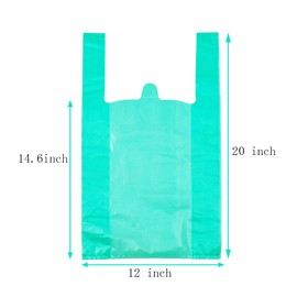 LazyMe T-Shirt Carry-Out Bags Plastic Grocery Bags with Handles Shopping Bags in Bulk Restaurant Bags, Standard Supermarket Size,12 x 20 inch (50 Pcs, Lake Blue)