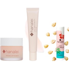 Hanalei Set Completo Para El Cuidado De Los Labios: Exfoliante Labial De Azúcar, Tratamiento Labial Con Aceite De Kukui Y Bálsamo Labial De Vainilla. Exfolia, Hidrata Y Repara Las Grietas. Kit De Resc