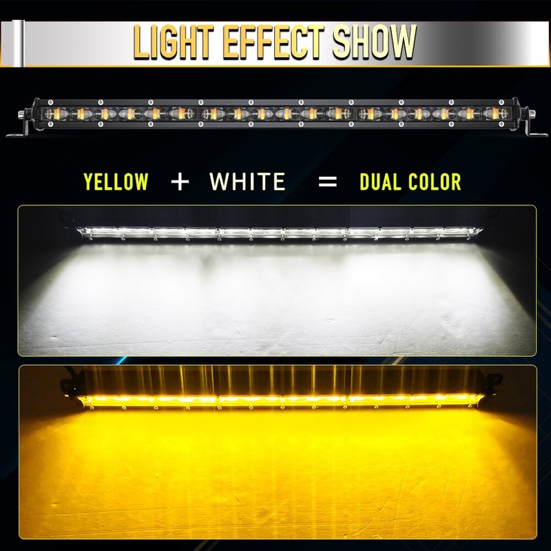 COLIGHT Slim 50"inch LED Light Bar Strobe Amber White Spot