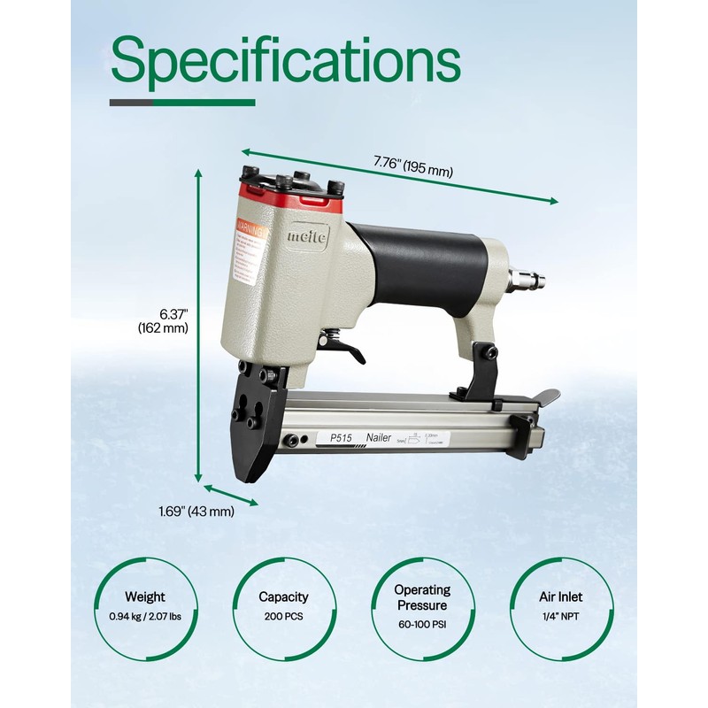 meite P515 5/8 inch Pneumatic Flex Point Tacker or Nailer