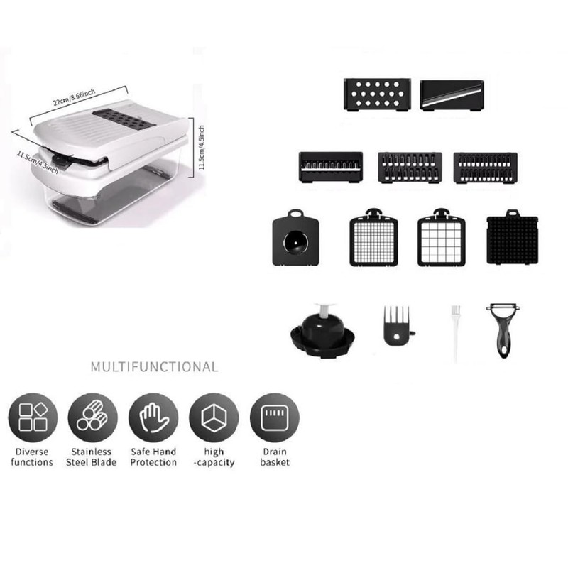 Multifunctional Vegetable Slicer - Kitchen Mandolin - 15-in-1 Vegetable Slicer