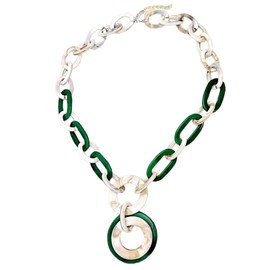 WOLONGFUHU Circle Link Necklace for Women Men Chunky Statement Acrylic Necklace Geometric Round Shaped Necklaces Statement Circle Pendant Necklace Summer Holiday Jewelry Gift