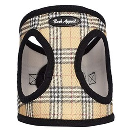 Bark Appeal Plaid Comfort Padded Pet Vest Mesh EZ Wrap Puppy Harness, Medium, Tan