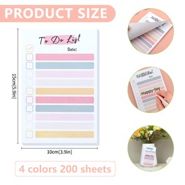 Bekecidi Self-Stick Note, 4 Packs To Do List Notepad, 200 Sheets Pastel Lined Sticky Notes for Planner Reminder, Office School Home Use (10x15cm)
