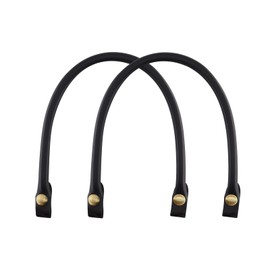 alwaiiz Pack of 2 Press Stud Bag Handles, Leather, Replacement Handle for Bags, Removable Handbag Accessories for DIY Handbag (Black)