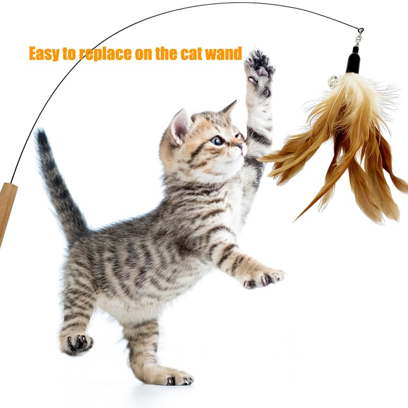 CATENEED Cat Feather Toys Refill Cat Wand Replacement Feathers, 16