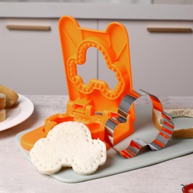 Sandwich Cutter and Sealer, CartoonPocket Sandwiches Cutter Uncrustables Maker for Kids Love Lunchables (Orange)