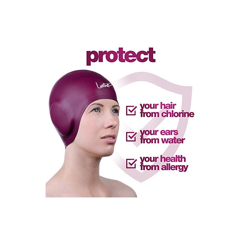 Gorras de natación 3D con protección de oídos, gorra de