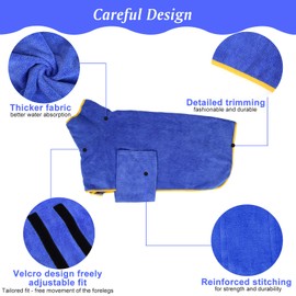 Microfibre Dog Bathrobe, Dog Towel for Large Dog Shower Accessories, Bathrobe, Dog Medium Dog Drying Coat for Small Dogs, Quick-Drying, Super Absorbent (M, Blue)