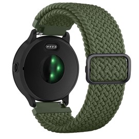 Wanme Armband kompatibel mit Garmin Vivoactive 5/Garmin Venu/Venu Sq 2/Venu Sq/Venu 2 Plus/Venu Sq Music, elastisches Nylon geflochten, verstellbar, Ersatzarmband für Garmin Vivoactive 3, Grün