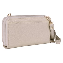 Julia Buxton Pebble RFID Ultimate Double Zip Organizer® White Pepper