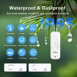eMylo WiFi Thermometer Hygrometer 3 Pack with Hub, Smart Indoor Outdoor Temperature Humidity Sensor, IP65 Waterproof, App Alerts, 492ft Range, Alexa Google Home Compatible,Greenhouse Baby Room Monitor
