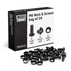 20-Pack of Black M6 Cage Nuts & Screws for Rack Mount Equipment Server 19" and 10" Cabinet, Patch Panel, Server Shelves Fixing & Installation Screws & Cage Nuts Wall Mount Server Network Enclosure