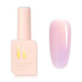 idyllbeauty 4 in 1 Builder Base Gel Polish, Glitter, 10ml, Hema TPO Free for Sensitive Skin, Avoid Allergy, Strengthens Damaged Nails, Salon Nail at Home Manicure