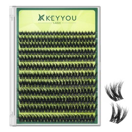 KEYYOU Lash Clusters 3D Effect Volume Eyelash Clusters Flaunt Style 144PCS D Curl Flora Wispy Look LengthLock 8–18mm Mix Ultra-Thin Black Band (PuffSilk V3D01)