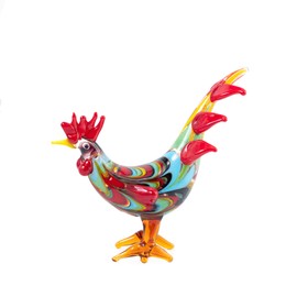 Mini Blown Glass Red Chicken Rooster Small Companion Figurine Handmade