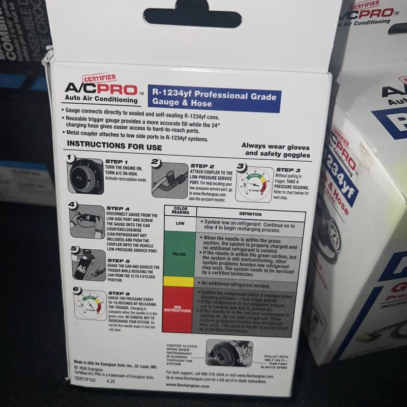 Certified A/C Pro CERTYF102 Recharge Gauge and Hose