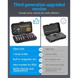 DIY Ratchet Screwdriver Set, Upgraded 34 in 1 Magnetic Screwdriver Set for Christmas Gifts, Switchable Repair Tool Kit with Magnetic Multi Bit, DIY T Handle for Furniture, Computer