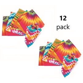 Fun Express Tie dye Psychedelic Bandanas (set of 12) 70's Hippie Party Apparel