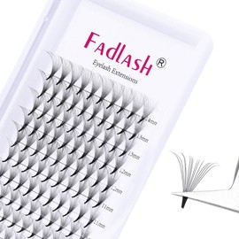 Volume Lash Extensions 14D 0.07 Premade Fans C Curl 8-14mm Mixed Tray Premade Volume Lash Fans Pointed Base Middle Stem Pre Fanned Volume Eyelash Extensions (14D-0.07-C, 8-14mm）