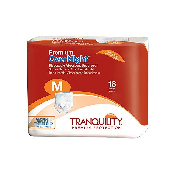 Principle 21153101 Absorbent Underwear Tranquility Premium Overnight Pull On Medium Disposable Maximum Absorbency 2115 Box Of 18