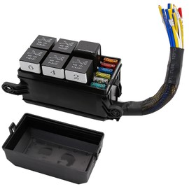 Saihisday 12V Relay Fuse Box with Pre-Wiring Improved Six-Way Fuse, Waterproof 6-Way Fuse Relay Box Replacement for Most Vehicles, Truck Trailer Camper Marine