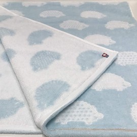 Imabari Towels, Bath Towels, Set of 2, Brand Certified, 23.6 x 47.2 inches (60 x 120 cm), Blue, 2 Pieces, Hedgehog Pattern, Cute, Fluffy, Water Absorbent, Quick Drying (2 Blue Sheets)