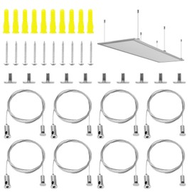 Pilikoll 8 pieces 1.5 mm × 2 m adjustable rope suspension with lock rope suspension installation kit lamp suspension ceiling suspension wire rope hanging wire rope for LED panel, ceiling, lamps