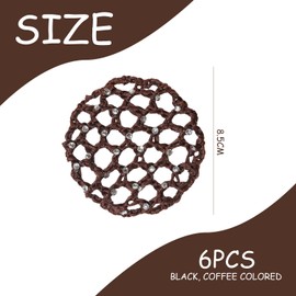 6 Pieces Rhinestone Hair Nets Hair Accessories Hair Fixing Tools Elegant Women Hair Accessories for Gymnastics and Dance