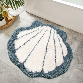 mamrug Cute Blue Shell Bath mat Super Soft and Absorbent Microfiber Plush Non-Slip Bathroom Rugs,Bath Rugs for Bathroom Door Mat 19.3x22 Inches