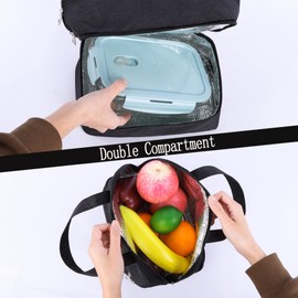 Autruckerkids Lunch Bag Insulated Double Compartment Lunch Bags for Women, Insulated Tote Bag for Man, Light Weight and Portable Lunch Box for School Picnic Camping Travel