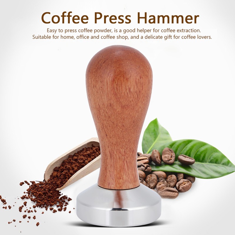 Stainless Steel Manual Coffee Powder Flat Tamper with Wood Handle