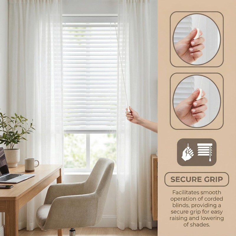 DECHOUS 12Pcs Window Blind Wood Cord Pulls: White Decorative Shade