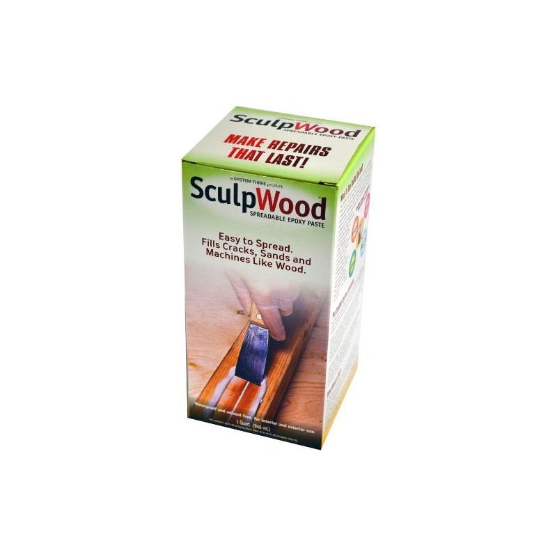System Three SculpWood Paste Wood Epoxy Filler, 1 Quart Kit