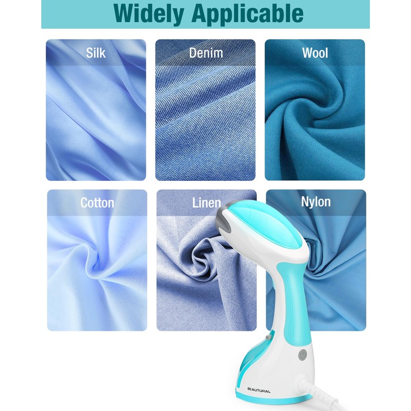 BEAUTURAL Steamer for Clothes, Portable Handheld Garment Fabric Wrinkles Remover,