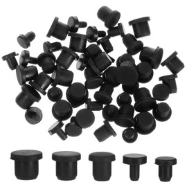 50 PCS Rubber Plugs for Round Holes Assorted Sizes Blac Soft Black T-Type Hole Plug Waterproof Button Hole End Covers Snap in Locking for 4-9.3mm Inner Bottles Flower Pots
