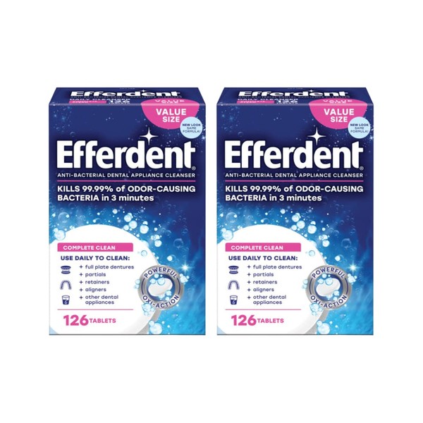 Efferdent Original Anti-Bacterial Denture Cleanser Tablets 126 ea (Pack of 2)