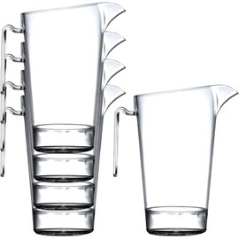 Crystal Clear Polycarbonate Pitcher Jug (2.2L/4 Pints) Stackable, Dishwasher Safe Ideal as a Water jug, for Pimms & Punches, Juices & Beers (2 Pack)