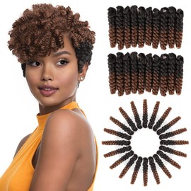 PHOCAS 10'' 3Packs Short Curly Crochet Hair Curl Jump Wand Jamaican Bounce Crochet Hair For Black Women(6MM 1B/30 Black to Blonde)